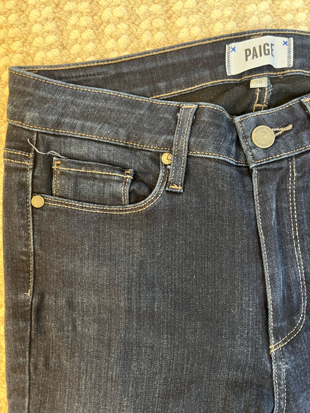 PAIGE Midnight Blue Cropped Skinny Jeans - Women's Dark Indigo Denim - Picture 5 of 6